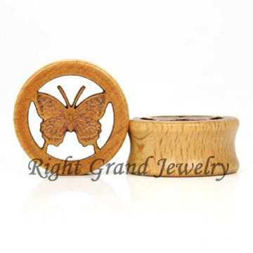 Organic Animal Body Jewelry Butterfly Organic Wood Anime Ear Plugs